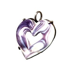 Purple Swirl Sterling Silver Charm Stone Large Curved Necklace